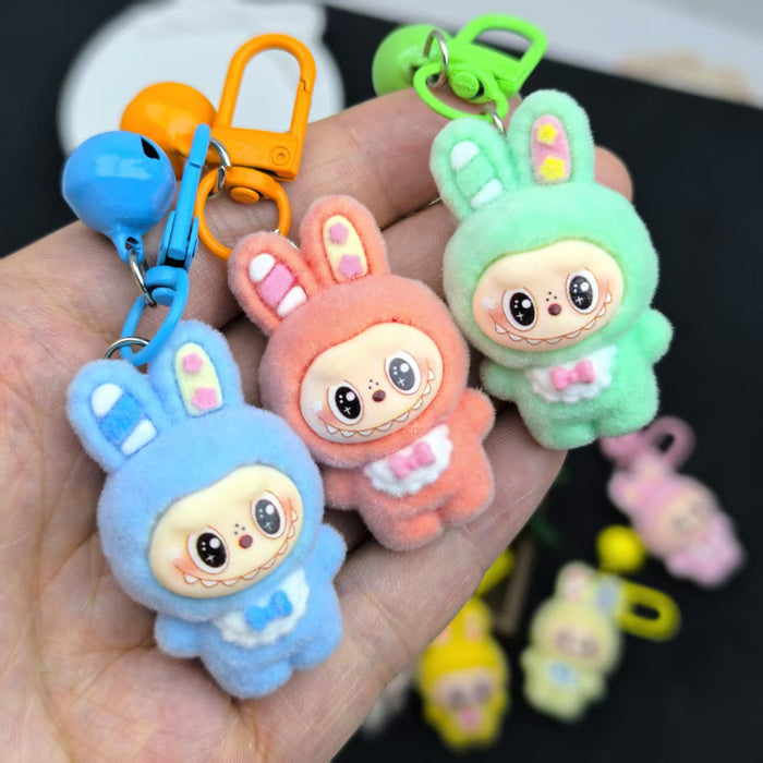 Wholesale flocked bell resin accessory Keychains