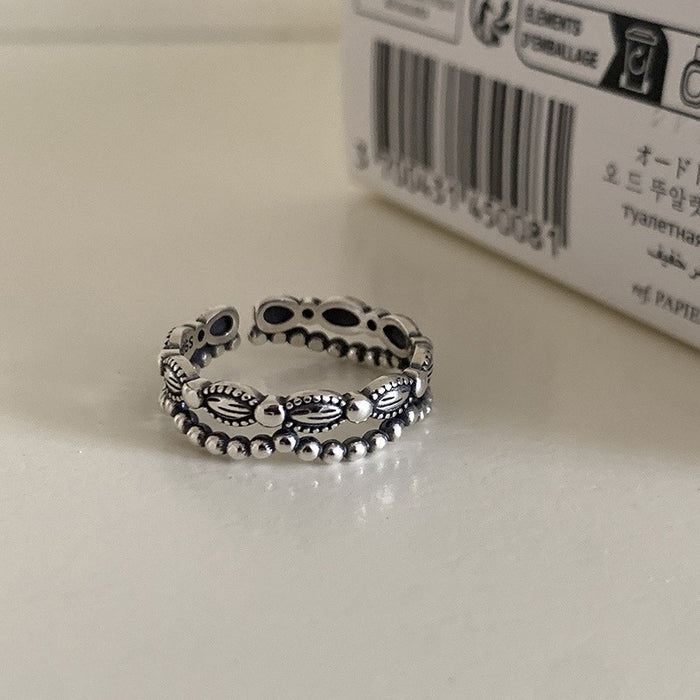 Wholesale Light luxury metal brushed diamond inlaid ring, niche and high-end open mouth ring