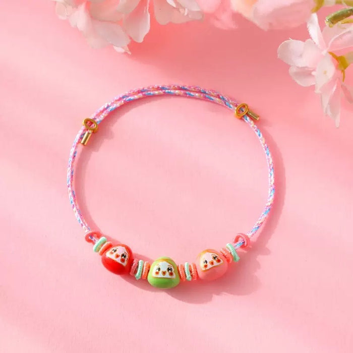 Wholesale Colorful Rope Pink Handmade Woven Bracelet Niche Exquisite  Children' s Cute Accessories