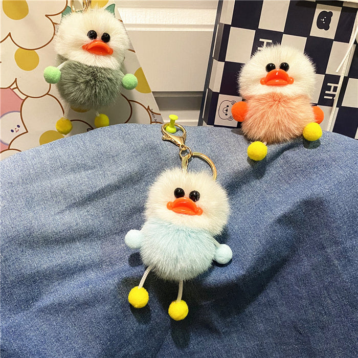 Wholesale Duck keychain cute plush student bag pendant cartoon elf car keychain accessories