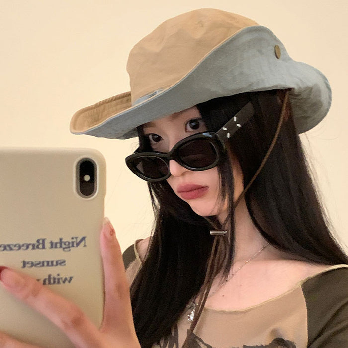 Wholesale Large brimmed sun hat, outdoor hiking sun hat, fashionable and versatile, rollable fisherman hat