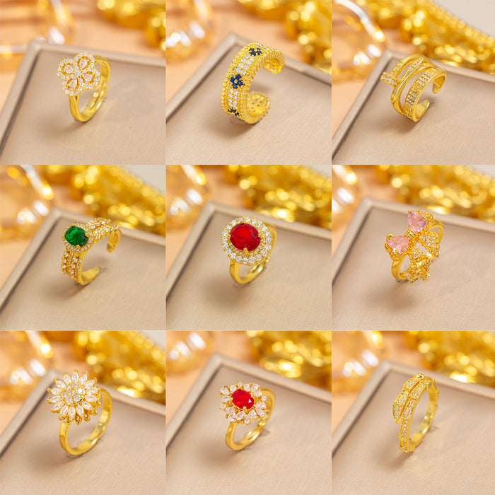 Wholesale Vintage Gold Plated Geometric Hollow Out Ring Adjustable Jewelry Accessory MOQ≥2