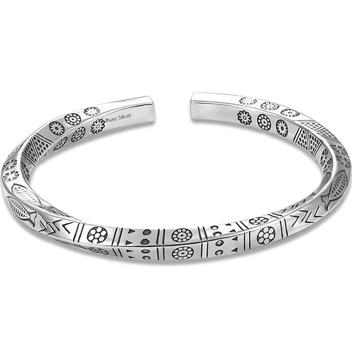Wholesale Silver Plated Vintage Handmade Solid Open Bracelet Bracelet Bracelet