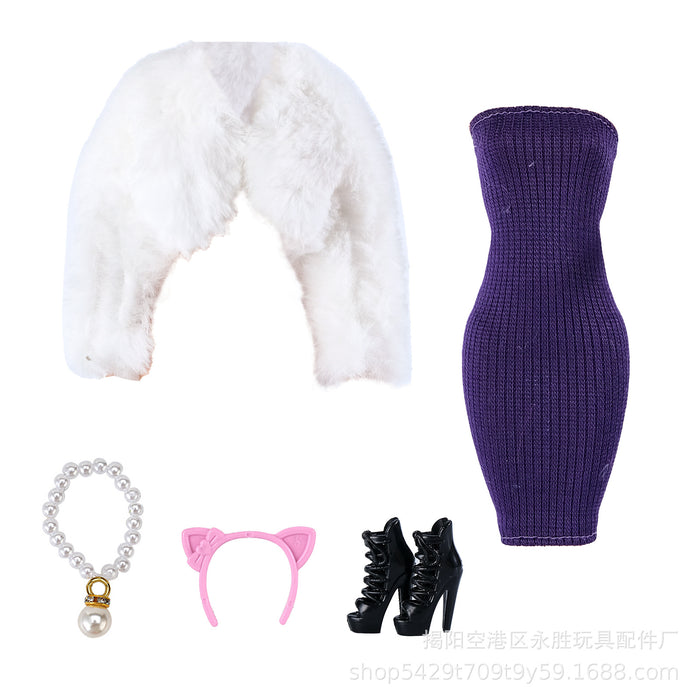 Wholesale  Doll fur plush coat skirt suit doll dress