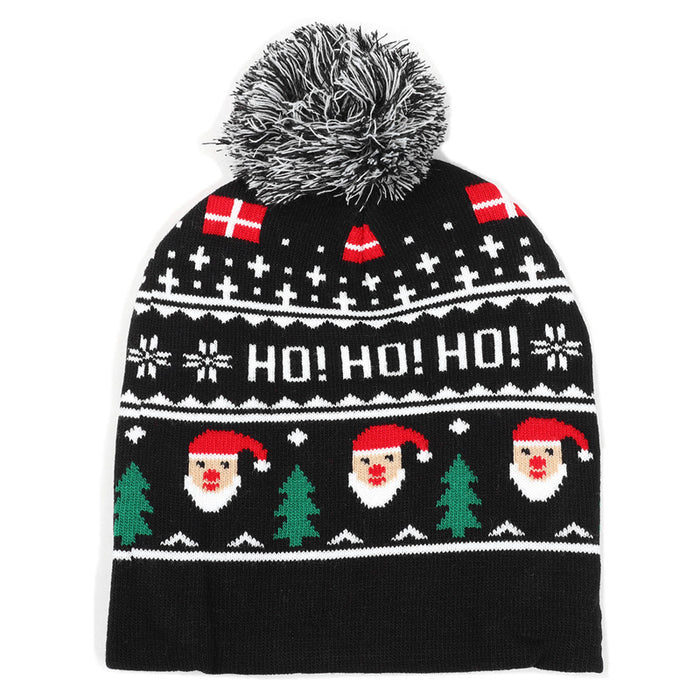Wholesale Autumn and Winter New Christmas Knitted Jacquard Hat Unisex Warm Pullover Hat with Ball Decorative Cold Hat