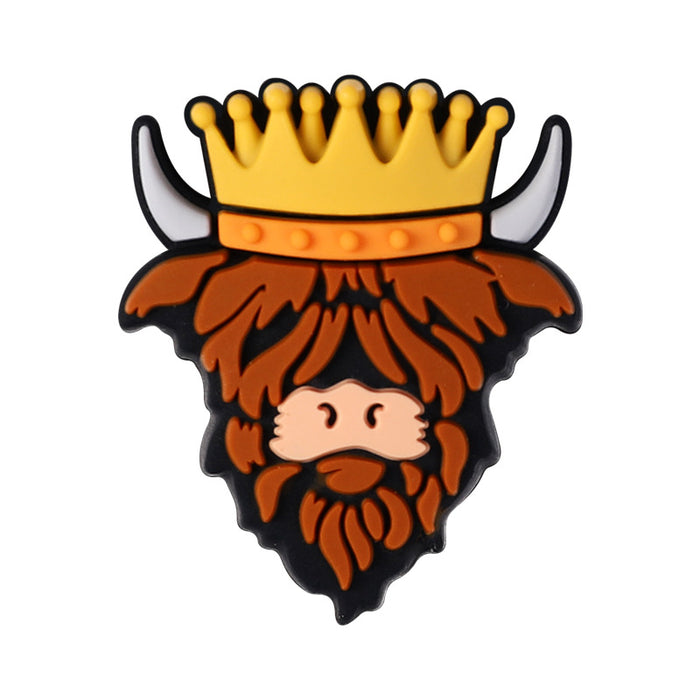 Wholesale 20pcs cartoon highland cow silicone beads children' s food grade animal tooth glue mixed nurse silicone beads