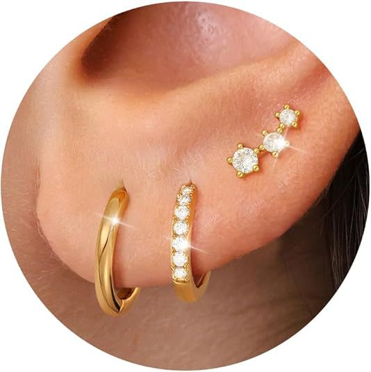 Wholesale New retro niche versatile octagonal star earrings copper plated with real gold temperament fashionable star earrings wholesale