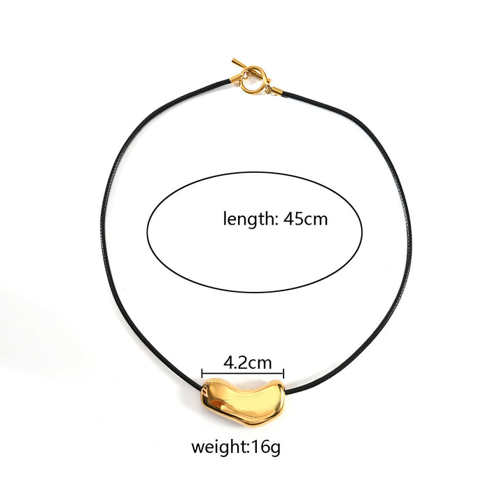 Wholesale Fashionable, versatile, personalized, irregular stainless steel leather rope necklace with color preservation and electroplating