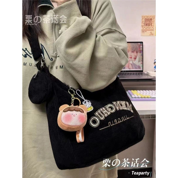 Wholesale Corduroy retro casual all-match messenger bag student class commuter backpack