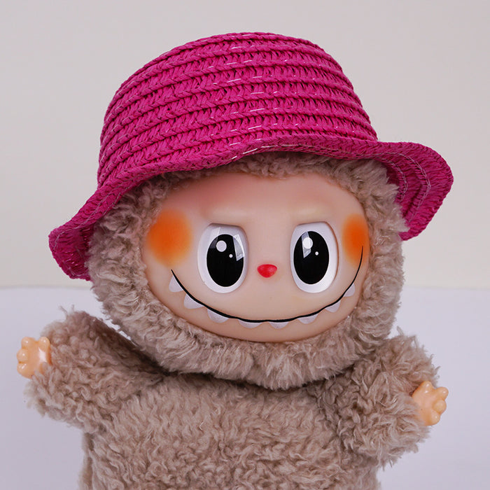 Wholesale  mini hollow top woven straw hat dome wave pull cloth leaking ear hat dress-up baby clothes accessories