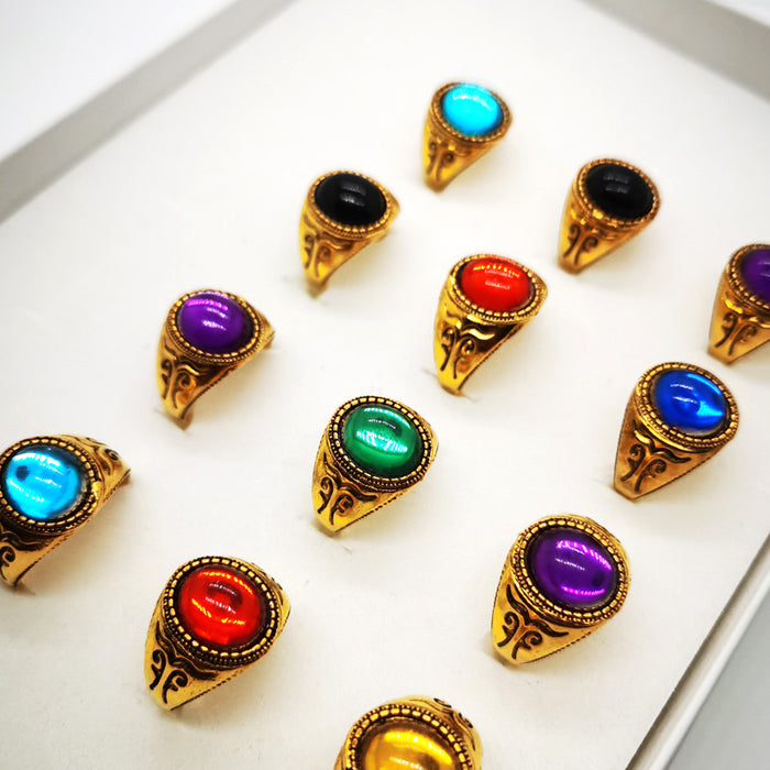 Wholesale Imitation gemstone men' s ring jewelry box vintage jewelry