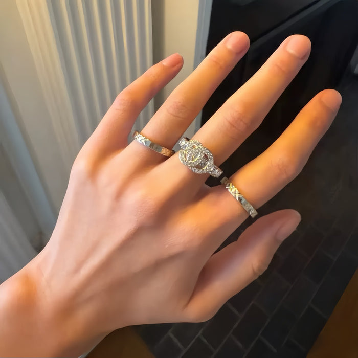 Wholesale Three-piece Set Full Diamond High Version Ring for Women