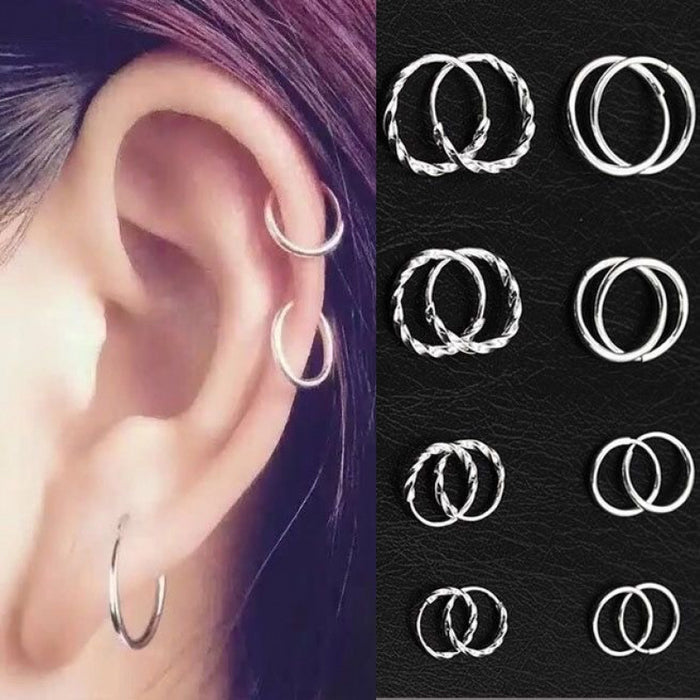 Wholesale  S999 Retro Mini  Silver Earrings Temperament Small Ear Ring All-match  Ear Pole Ear Bone Ring