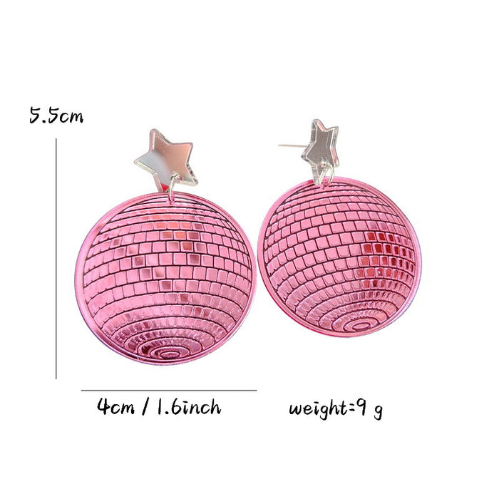 Wholesale Five-pointed Star Acrylic Mirror Laser Disco Ball Earrings JDC-ES-XuePa007