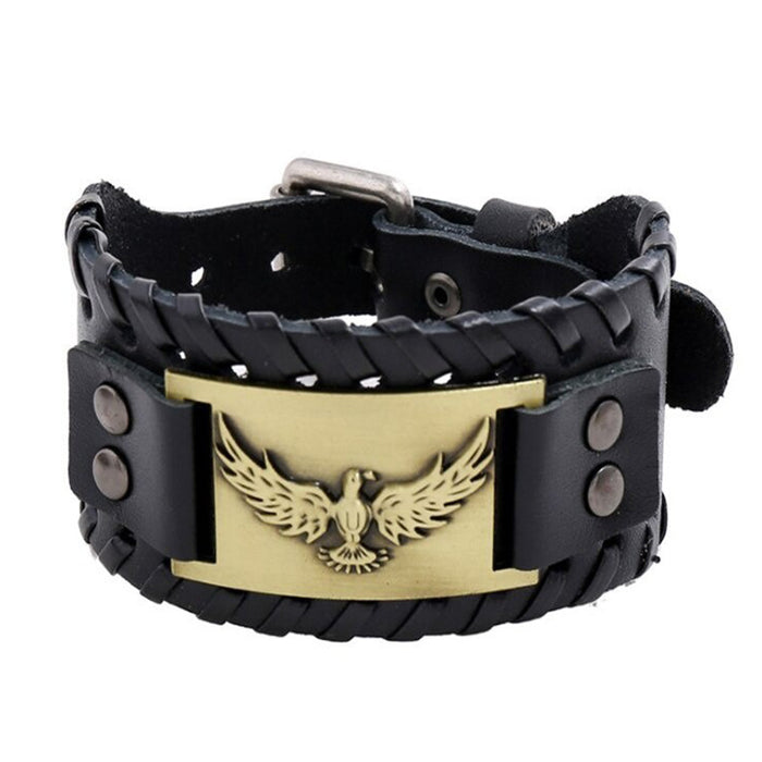 Wholesale Multi-layer Leather Wolf Head Men's Bracelet JDC-BT-FengH002