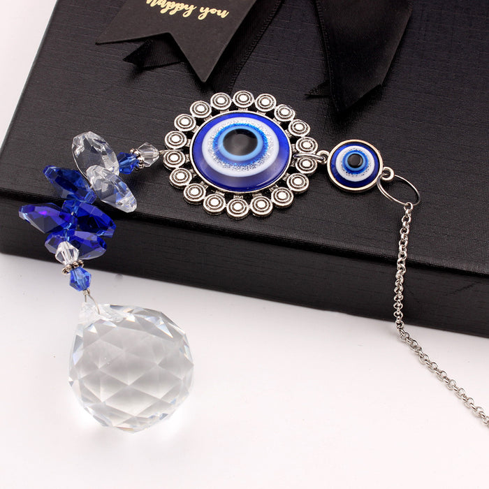 Wholesale Devil's Eye Crystal Sun Shop Dream Blue Eyes Diamond Mirror Ball Pendant Decorative Rearview Mirror