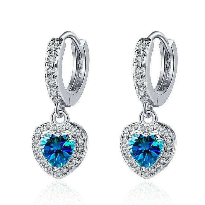 Wholesale Copper Inlaid Zircon Heart Earrings