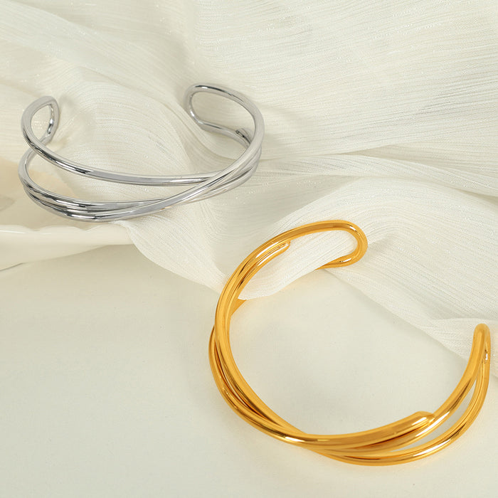 Wholesale Fashionable and versatile multi-layer bracelet with simple opening titanium steel cross bracelet accessories