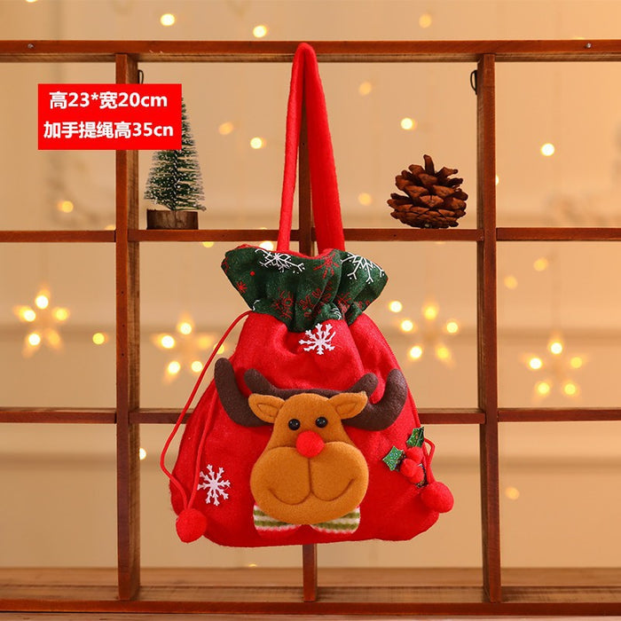 Wholesale Christmas Neck Gift Bag Happy Decal Flower Handbag Candy Bag Cartoon Children' s Handbag Apple Bag Gift Bag