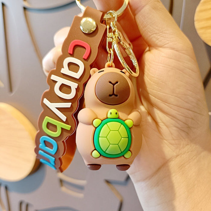 Wholesale Cartoon Keychain Internet Celebrity Cute Capybara Doll Children' s School Bag Pendant Car Key Chain Accessories