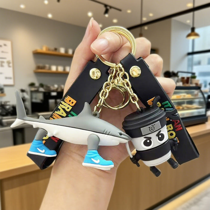Wholesale 3D Abstract Shark Keychain Prank Bag Packaging Pendant