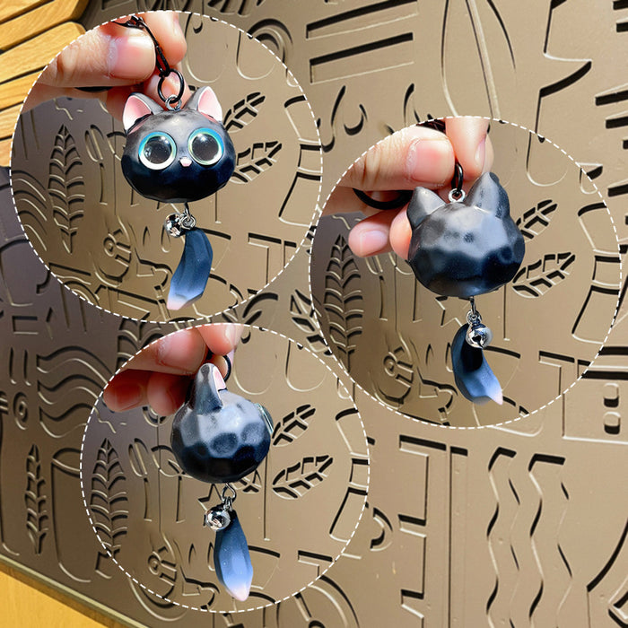 Wholesale Resin Big Eye Cat Head Keychain Stereo Cat Doll Pendant Car Backpack Pendant Small Gift