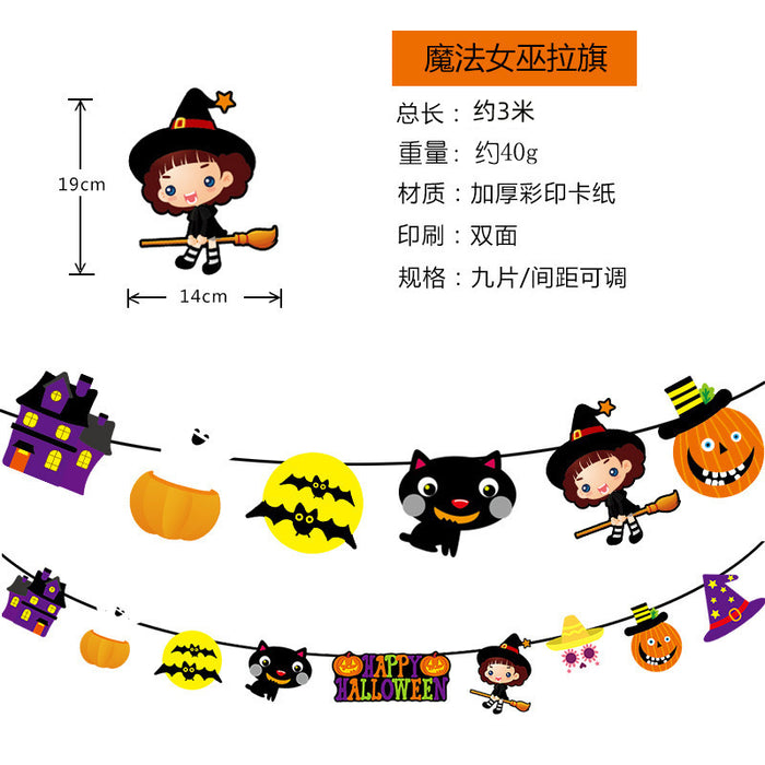 Wholesale Flag Pendant Pumpkin Paper Flower Party Supplies Scene Layout Decoration Triangle
