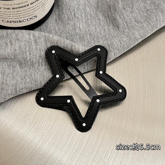 Wholesale Wave point leather hair clip with broken hair on the forehead, bangs clip, simple edge clip, hair clip headband