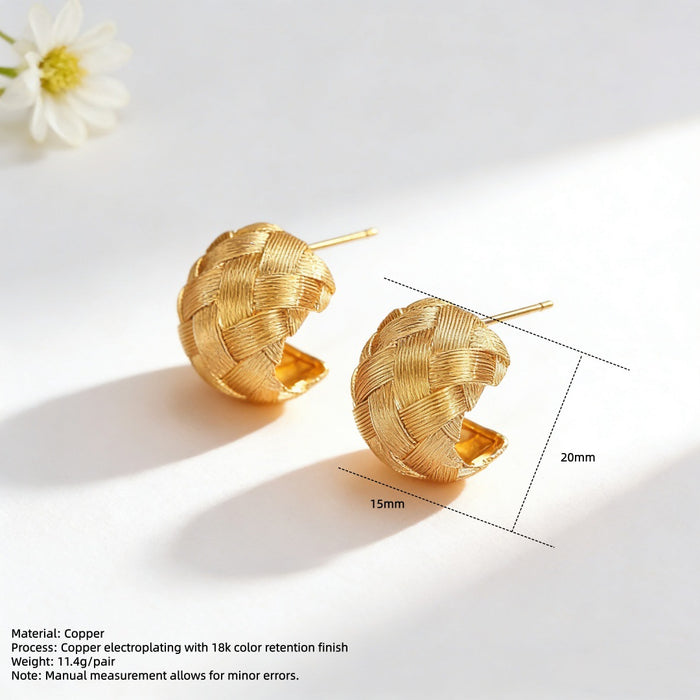Wholesale Woven texture hollow arc heart-shaped teardrop earrings