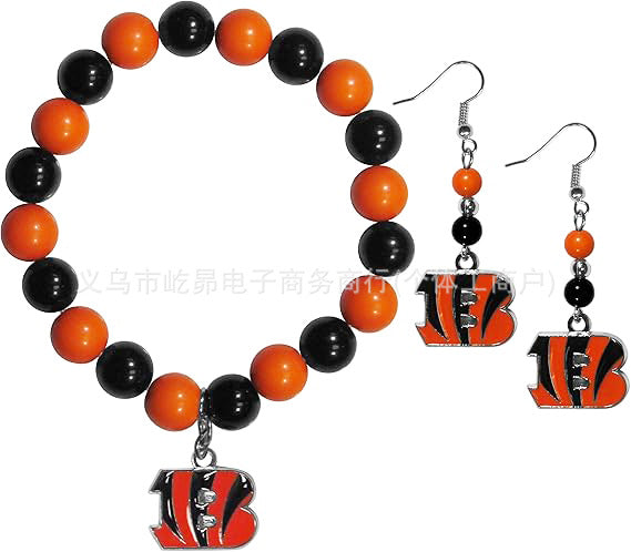 Wholesale Football Colored Candy Acrylic Bead Bracelet Earring Set