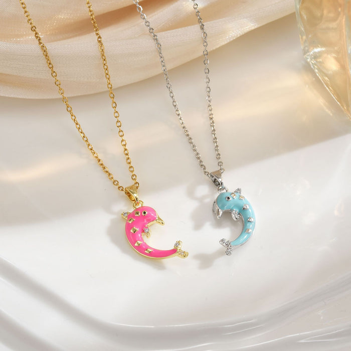 Wholesale Cartoon rainbow heart magnetic interlocking choker necklace