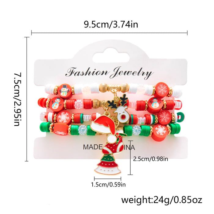 Wholesale Colorful Woven Polymer Clay Bracelet Christmas Set