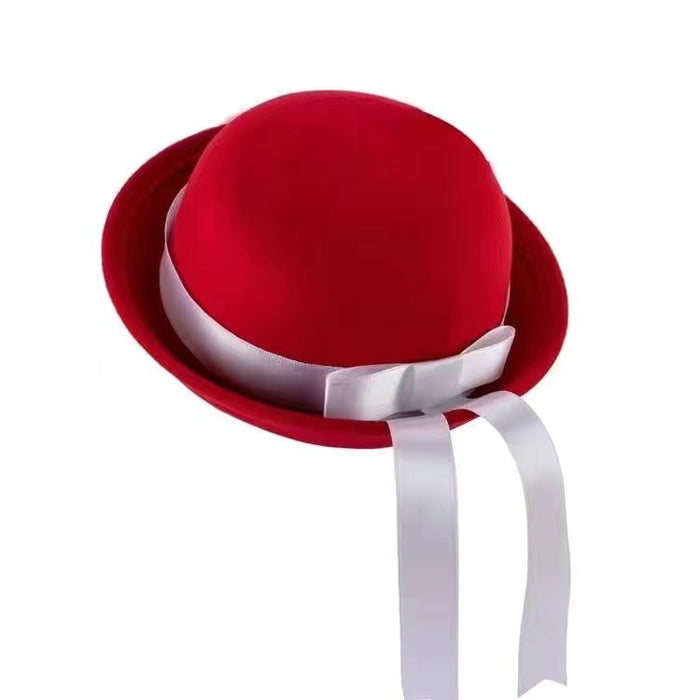 Wholesale Uniform hat, small round hat, versatile round woolen hat, ribbon hat