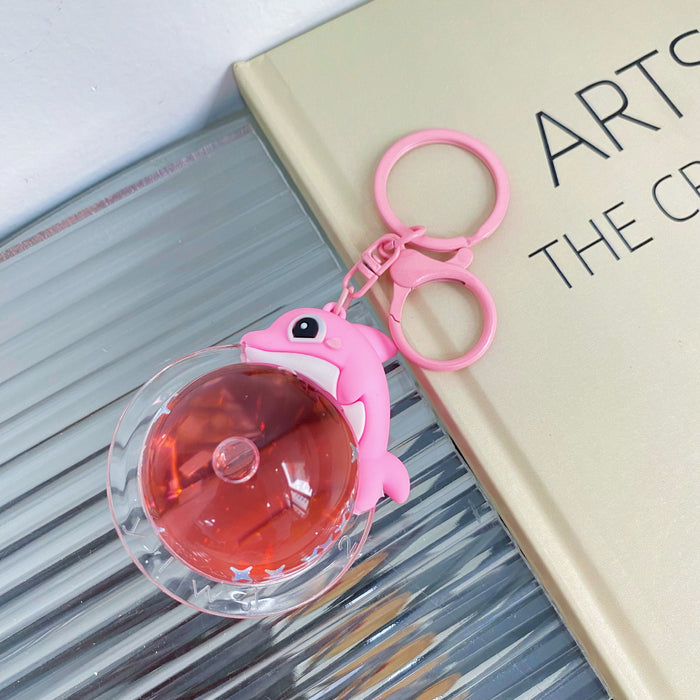 Wholesale Creative Dolphin Liquid Keychain Cartoon Marine Animal Accessories Pendant Student Bag Hanger