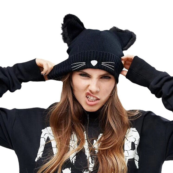 Wholesale Acrylic Cat Ears Autumn and Winter Wool Hat JDC-FH-HWT006