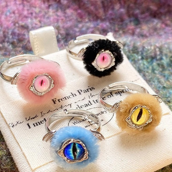 Wholesale Plush one eyed ring with high-end feel for couples, niche couple ring