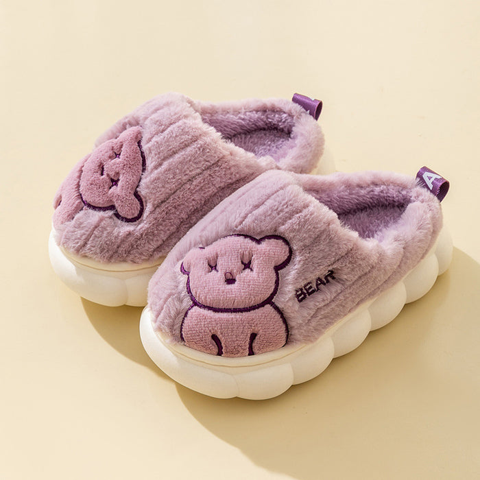 Wholesale Cotton slippers autumn and winter Boys Girls bear slippers home shoes kids furry slippers