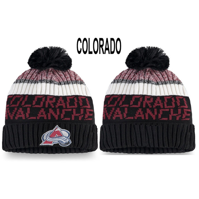 Wholesale Hat wool knit hat embroidery Hockey League hat sports letter flanging warm round hat