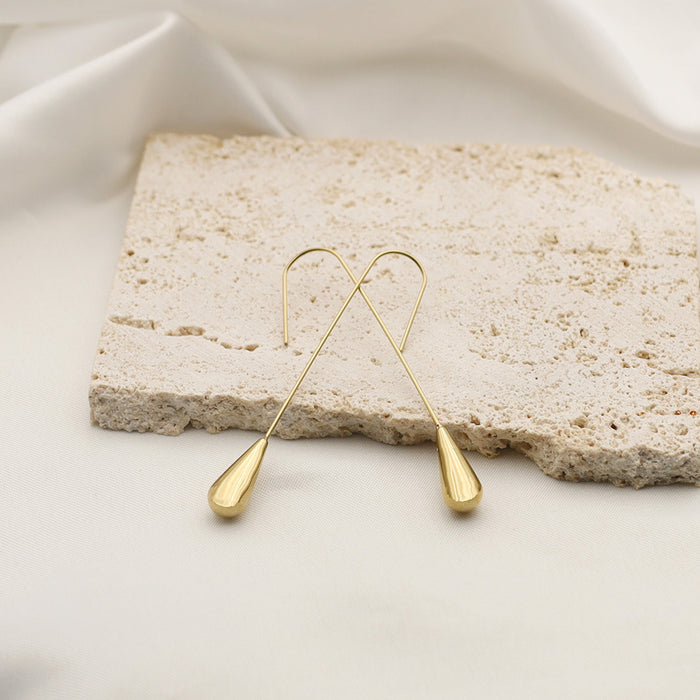 Wholesale fashion long straight water drop gold earrings