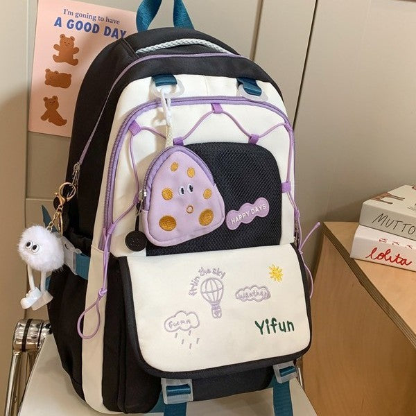 Wholesale Contrast color schoolbags, cute, lightweight, large-capacity, versatile backpacks for middle school and high school students