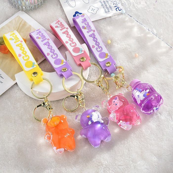 Wholesale Liquid Glitter Bottle Keychain Pendant with Floating Stars liquid keychain