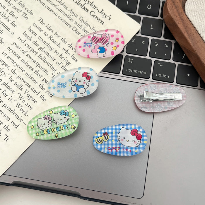 Wholesale Cute plaid cat oval hair clip