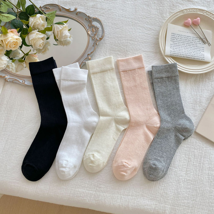 Wholesale Socks, thin, pure cotton, mid tube socks, mesh breathable, boneless stacking socks