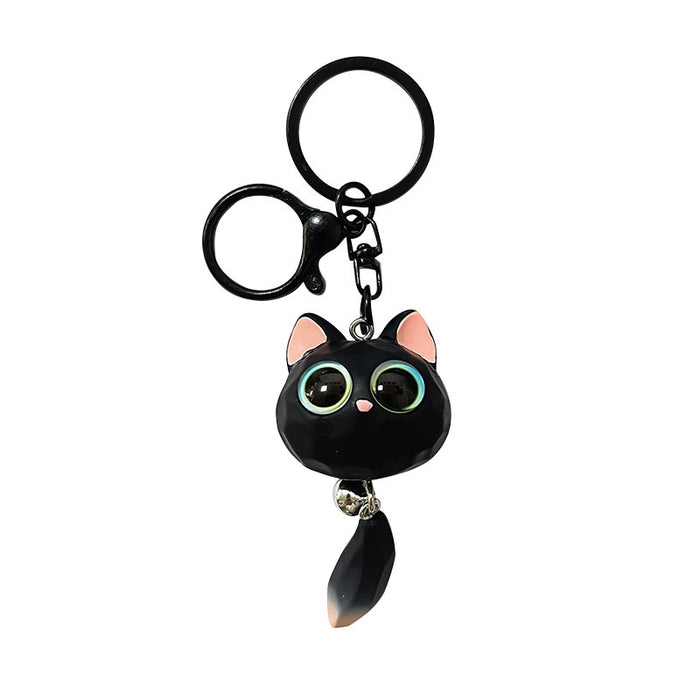 Wholesale Resin Big Eye Cat Head Keychain Stereo Cat Doll Pendant Car Backpack Pendant Small Gift
