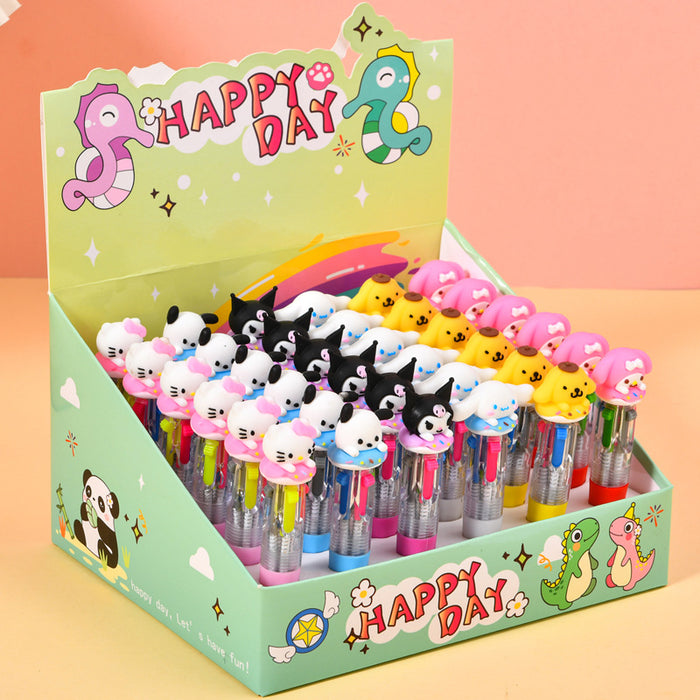 Wholesale 36pcs Cute donut mini four-color ballpoint pen multi-color hand account marking pen student stationery
