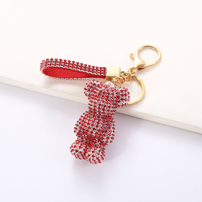 Wholesale Cartoon Rhinestone  Plush Keychain Cute Key Ring