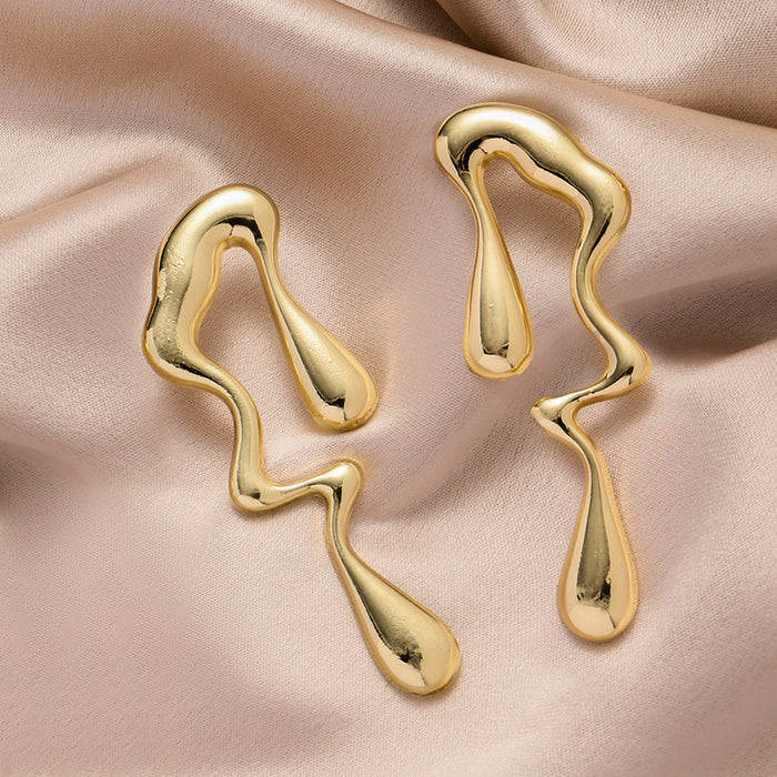 Wholesale Jewelry irregular earrings female  hollow water drop earrings