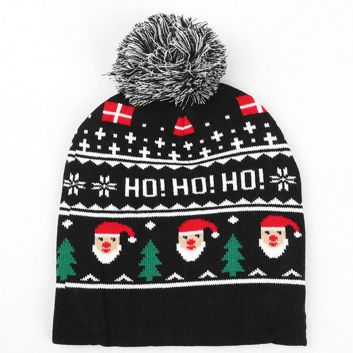 Wholesale Autumn and Winter New Christmas Knitted Jacquard Hat Unisex Warm Pullover Hat with Ball Decorative Cold Hat