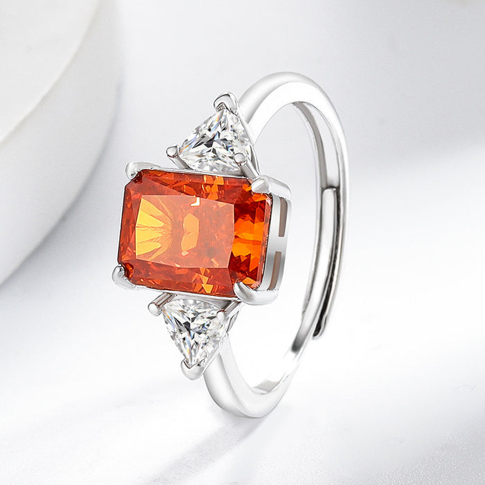 Wholesale Ice Flower Cut Square Ring Copper Real Gold Plating High Carbon Diamond Look Jewelry Accessory for Resale