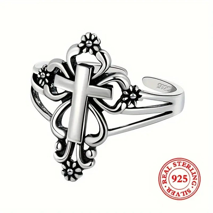 Wholesale Ring retro cross unisex flower design paired with high-quality jewelry